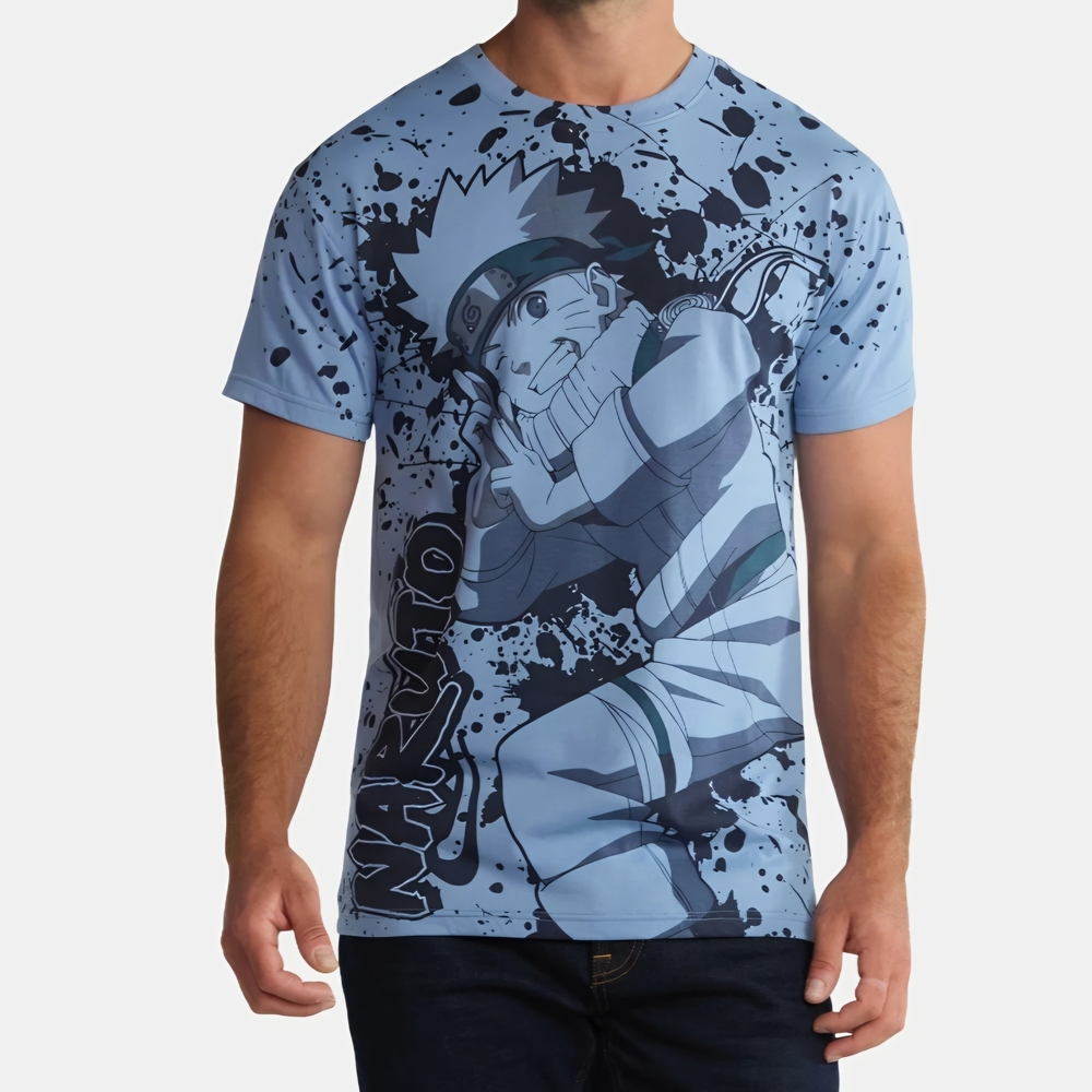 Blue Graphic Naruto Men's T-Shirt